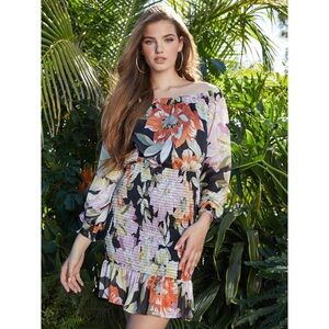 GUESS Gabby Off-The-Shoulder Smocked Dress SZ XL